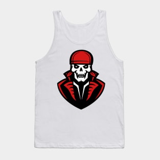 Red Captain Pirate Skull Face Logo Tank Top